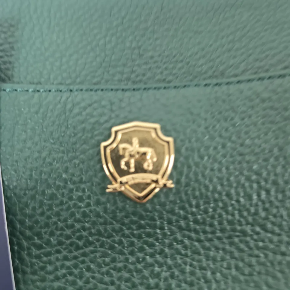 PAUL COSTELLOE DRESSAGE GREEN PEBBLED LEATHER CROSSBODY BAG