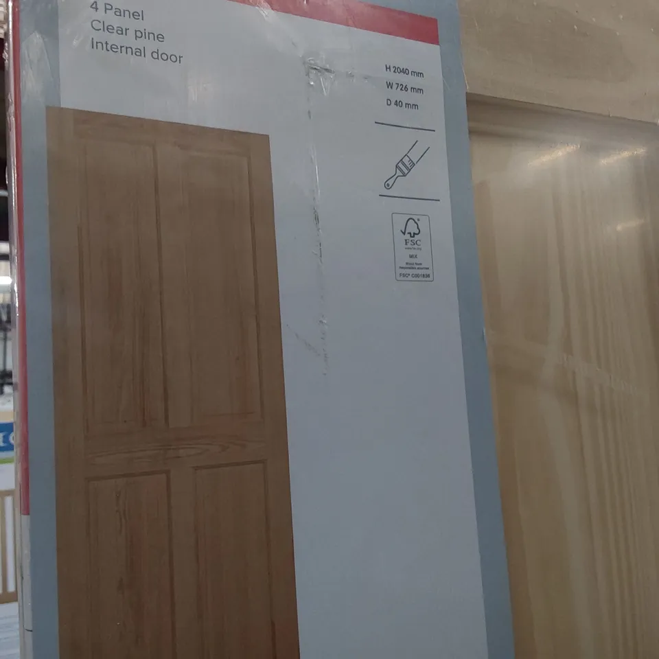 FOUR PANEL CLEAR PINE DOOR 762 × 2040mm