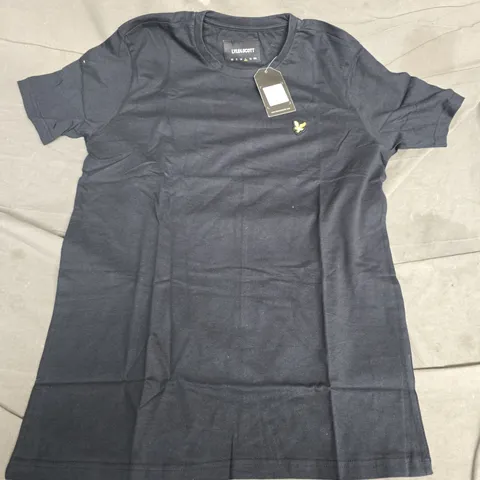 LYLE & SCOTT NAVY KNIT TOP – MEN’S, SIZE L, WITH YELLOW EAGLE LOGO
