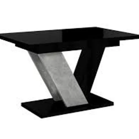 BOXED DUBAI TABLE - BLACK GLOSS/STONE (2 BOXES)