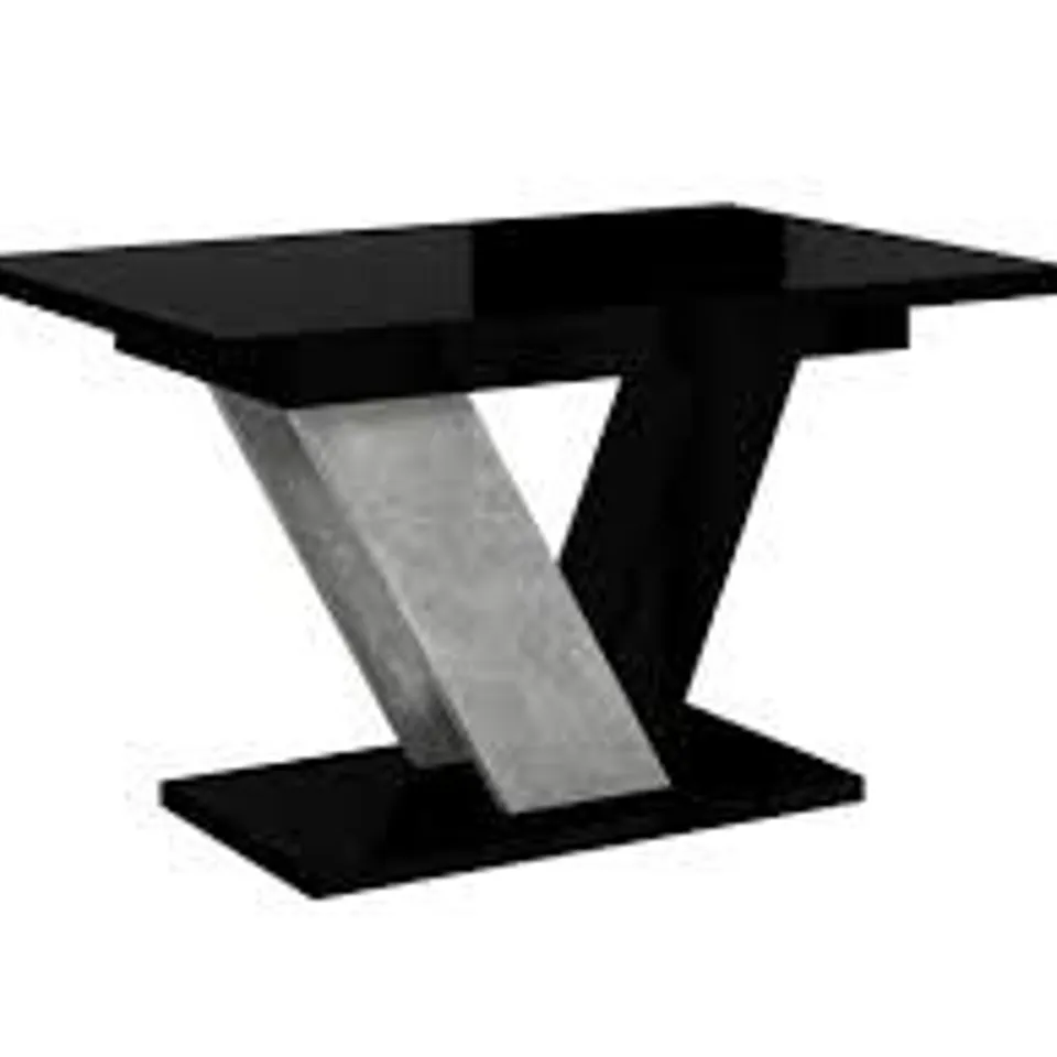 BOXED DUBAI TABLE - BLACK GLOSS/STONE (2 BOXES)