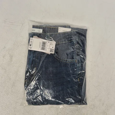 BAGGED MANGO DANILA HIGH-WAISTED WIDE LEG JEANS IN BLUE SIZE UK 6