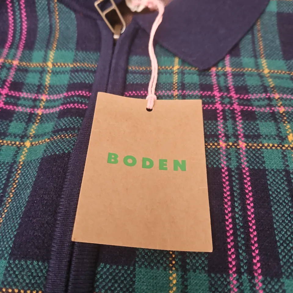 BODEN PLAID KNIT DRESS – NAVY, GREEN & PINK, UK 10R