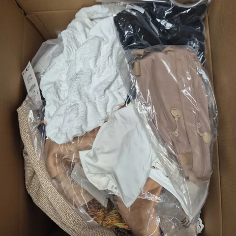 APPROXIMATELY 20 ASSORTED CLOTHING PRODUCTS IN VARIOUS STYLES & SIZES 