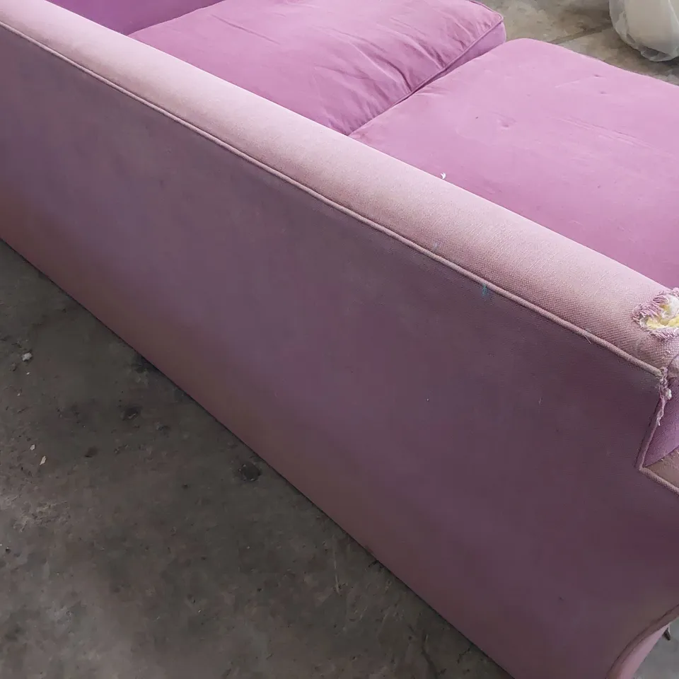 QUALITY BRITISH DESIGNER LOUNGE Co. THREE SEATER SOFA PINK PLUSH FABRIC 