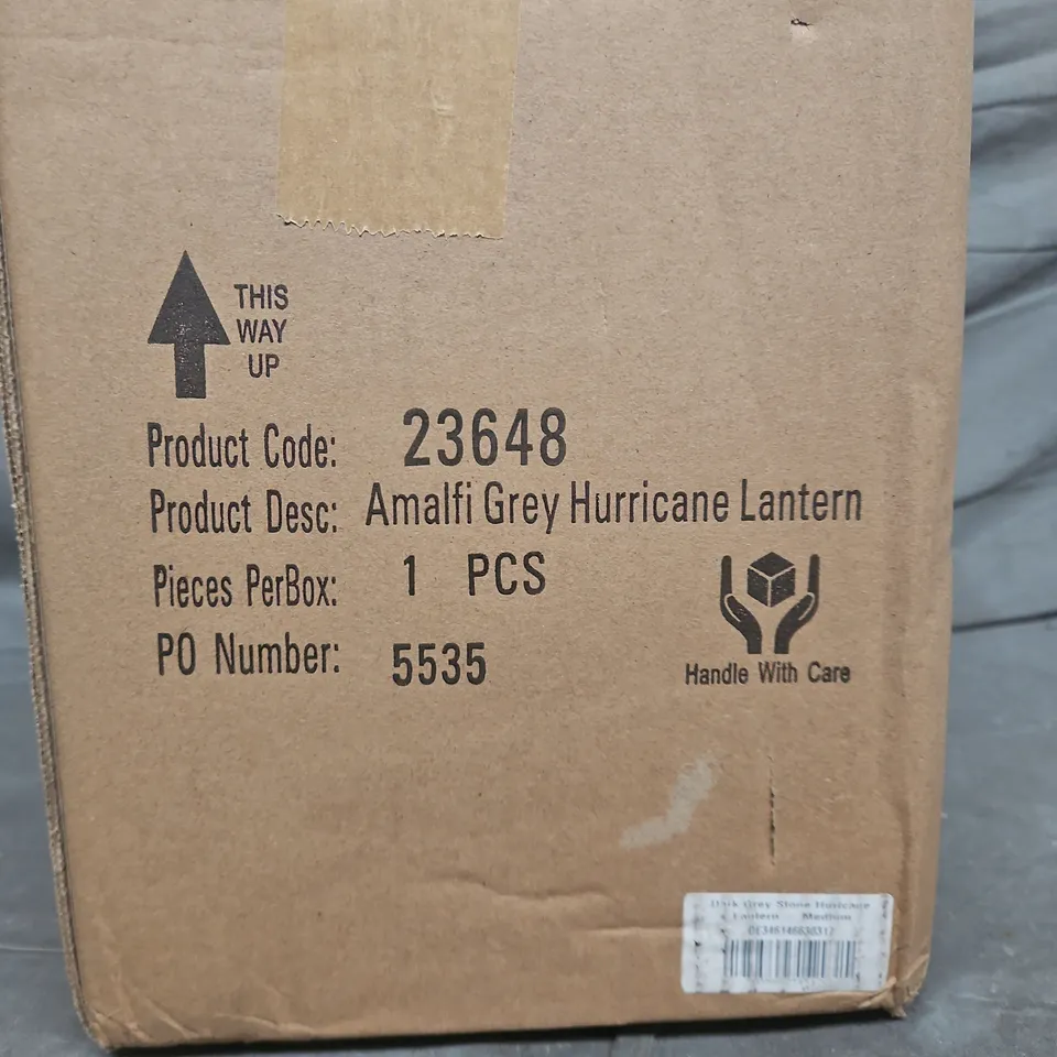 Amalfi Grey Hurricane Lantern – Garden Lighting (Boxed)