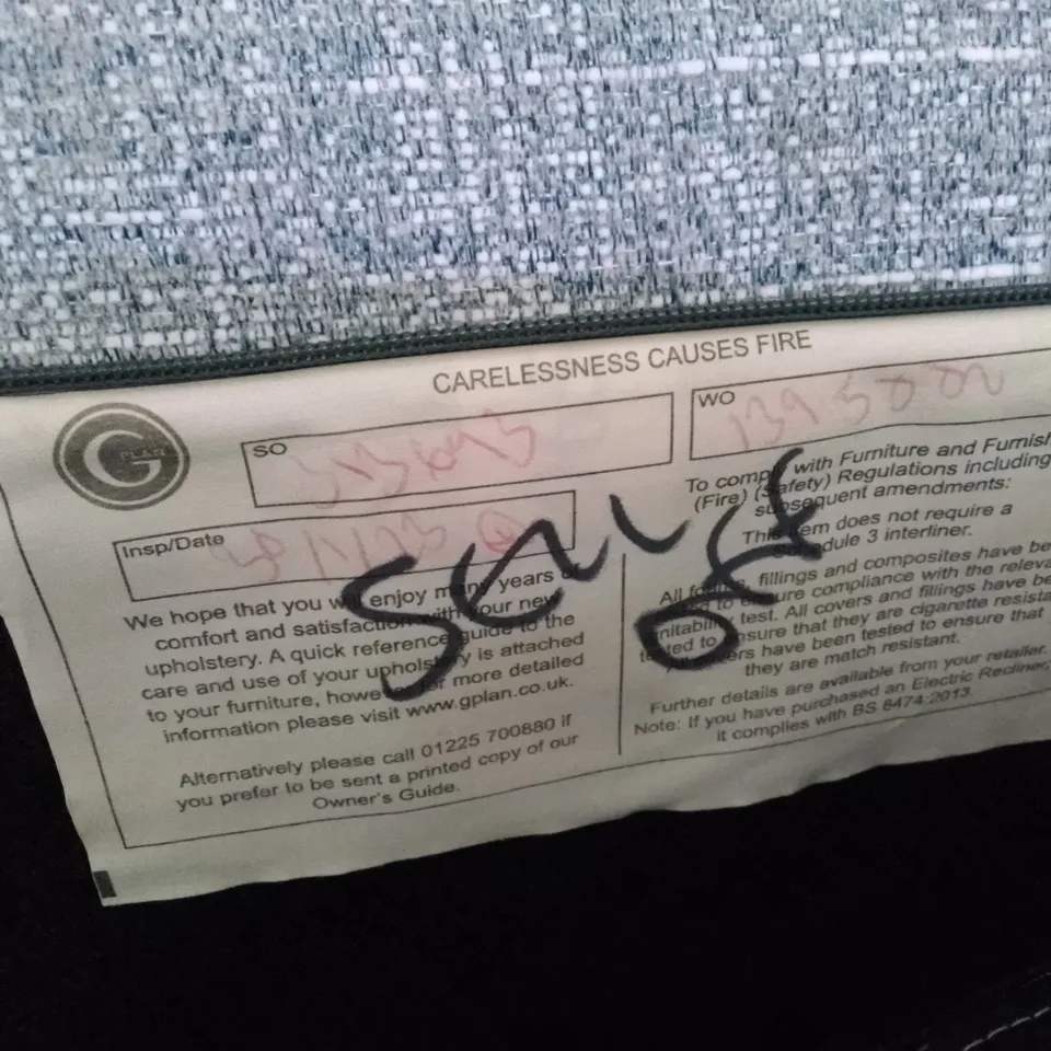 QUALITY DESIGNER G-PLAN ELLIS LARGE (2 CUSH) SOFA - BEACH DUCK EGG FABRIC