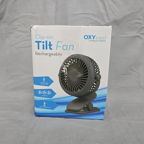 OXYCOOL CLIP-ON TILT FAN – RECHARGEABLE USB DESK FAN (SUM-5285)