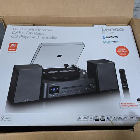 LENCO HI‑FI SYSTEM WITH TURNTABLE – MC-460BK, BOXED