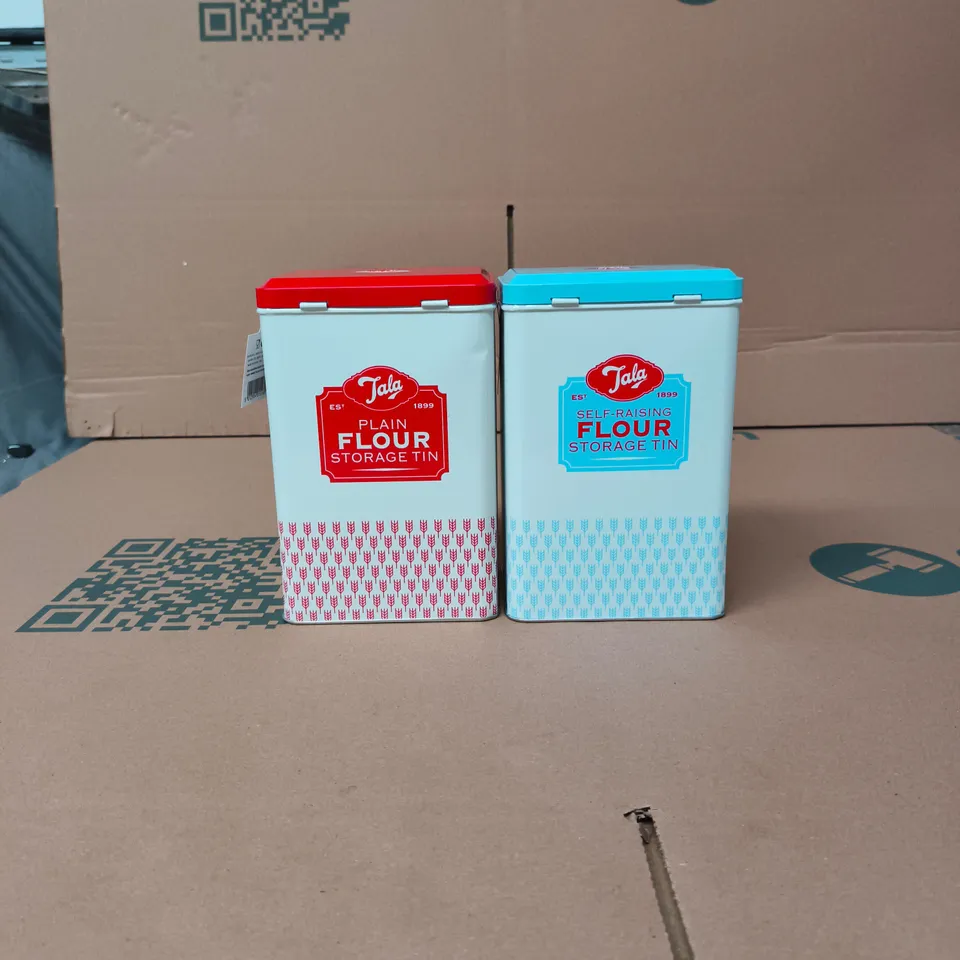 2 X TALA 1899 FLOUR STORAGE TINS KITCHEN TAGGED