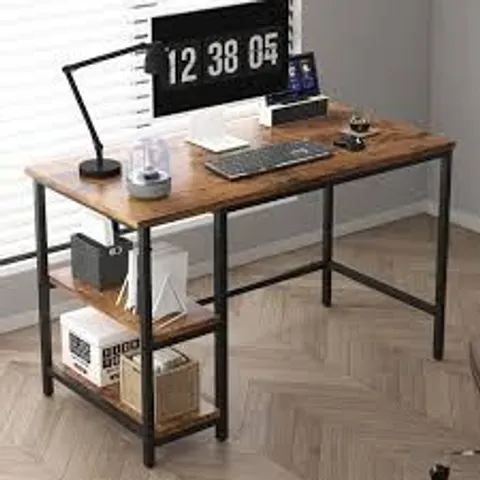 BOXED CHICAGO 100CM COMPUTER DESK WITH ADJUSTABLE SHELVES - BROWN/BLACK (1 BOX)