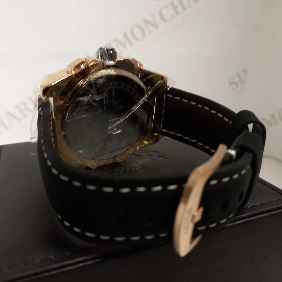 LATOR CALIBRE BLACK DIAL CHRONOGRAPH STYLE LEATHER STRAP WATCH RRP £635