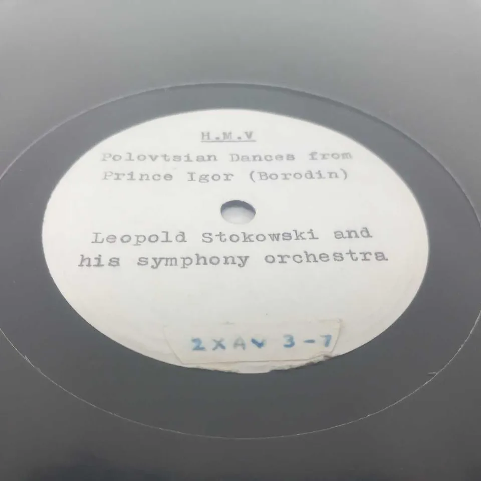 VERY RARE HMV DEMOSTRATION VINYL RECORD. LEOPOLD STOKOWSKI.