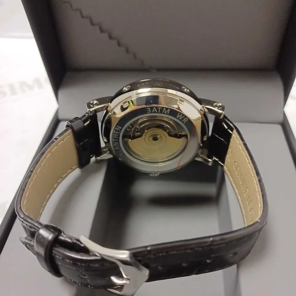 VONLANTHEN PART SKELETON CHRONOGRAPH BLACK LEATHER STRAP WRISTWATCH