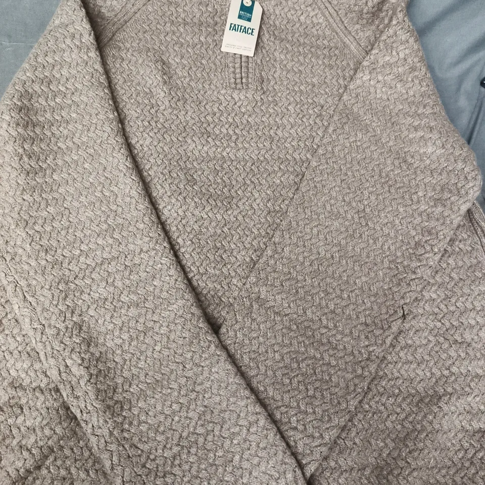 FATFACE STONE TEXTURED KNIT ZIP-NECK JUMPER SIZE 2XL TALL