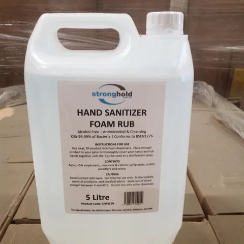 PALLET CONTAINING APPROXIMATELY 80 BOTTLES OF STRONGHOLD ALCOHOL HAND SANITISER 5LTR
