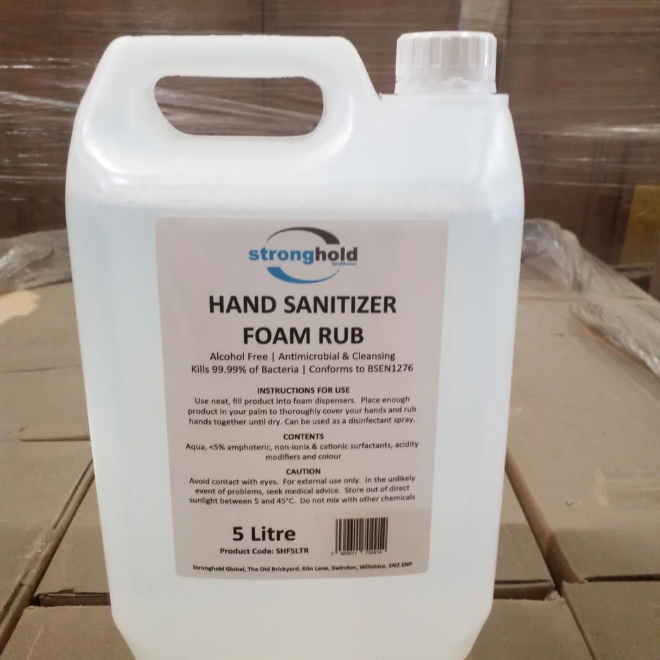PALLET CONTAINING APPROXIMATELY 80 BOTTLES OF STRONGHOLD ALCOHOL HAND SANITISER 5LTR