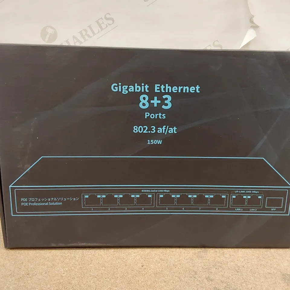 BRAND NEW BOXED GIGABIT ETHERNET 8+3 PORTS 150W POE SWITCH (1 BOX)