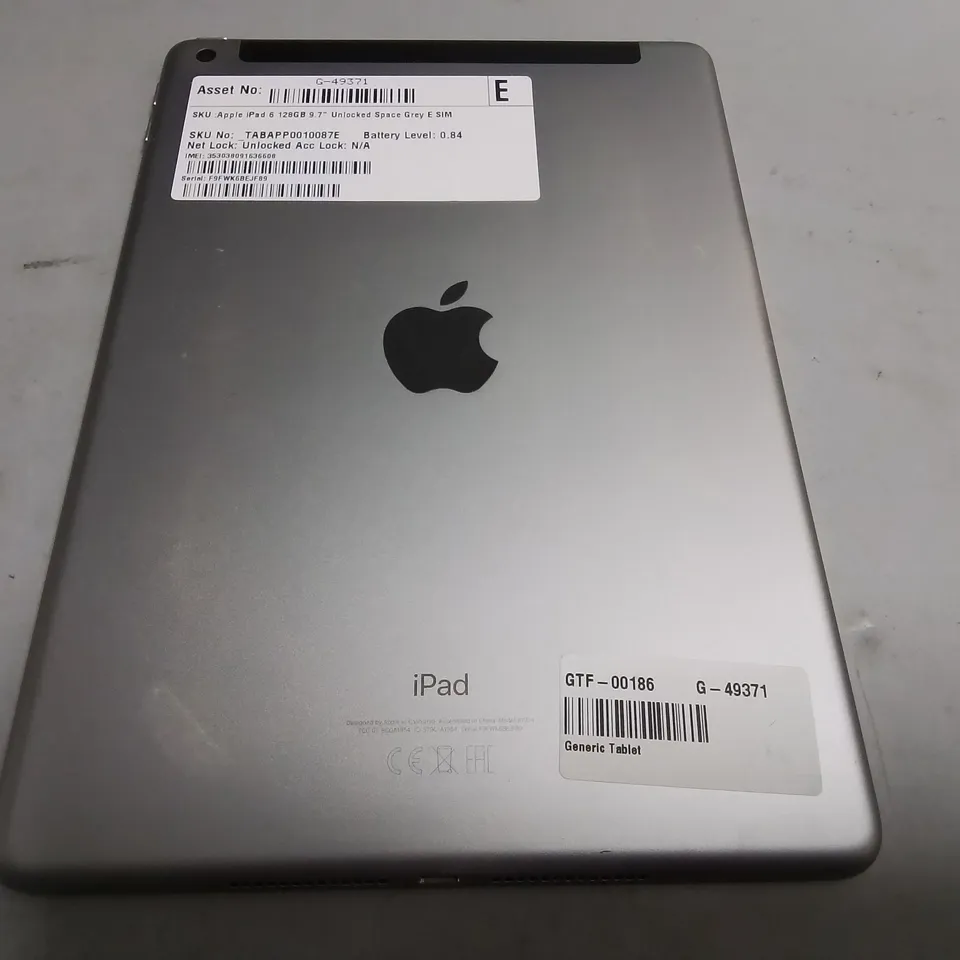 UNBOXED APPLE IPAD 6 128GB 9.7"  IN SPACE GREY