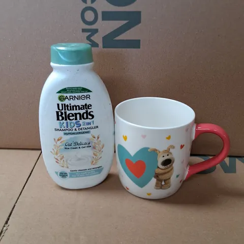 BOX OF APPROXIMATELY 15 ASSORTED ITEMS TO INCLUDE - GARNIER KIDS 2 IN 1 SHAMPOO & DETANGLER, BOOFLE LOVE MUG ETC
