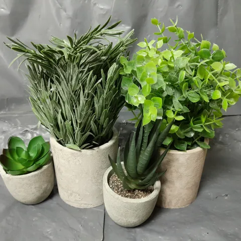 4 FAUX SUCCULENT PLANTS