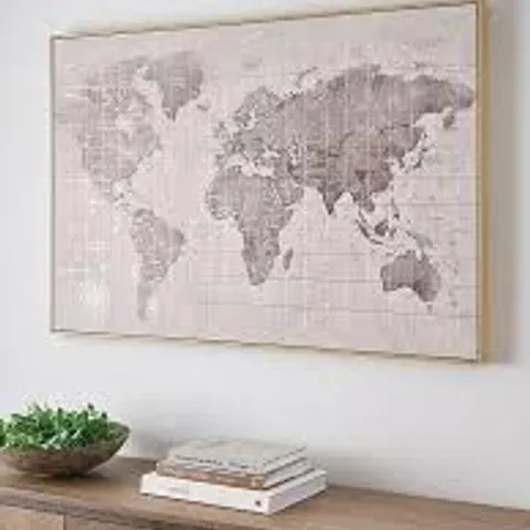 BOXED PRINTED WORLD MAP CANVAS WITH GOLD FOIL 80x120cm