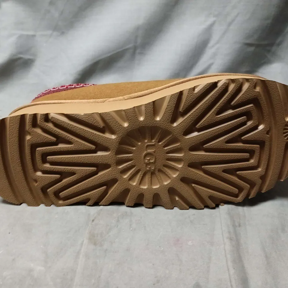 UGG WOMEN'S SUEDE SLIP-ON MOCCASIN WITH SHEARLING LINING – TAN SIZE 4.5