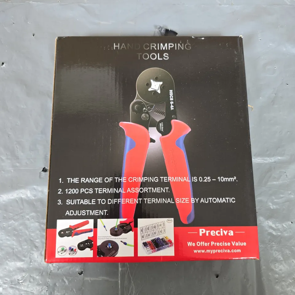 PRECIVA HAND CRIMPING TOOLS KIT WITH 1200 TERMINAL ASSORTMENT (0.25–10MM²)