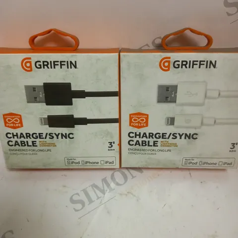 APPROXIMATELY 10 BOXED GRIFFIN LIGHTNING TO USB CHARGING CABLES IN BLACK & WHITE - 0.9