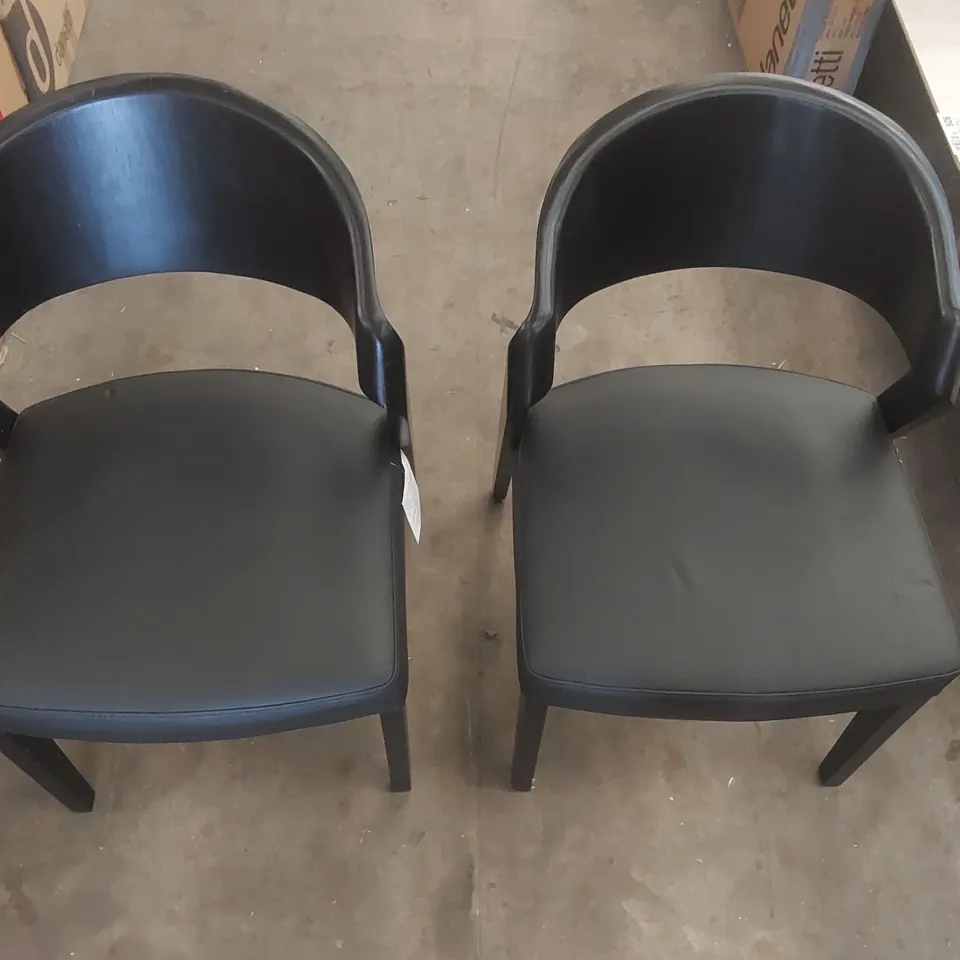 SET OF 2 DANETTI ENZO BLACK LEATHER DINING CHAIRS