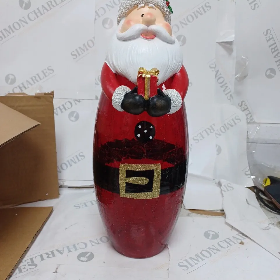 FESTIVE PRE-LIT LARGE GLASS CHRISTMAS CHARACTER - SANTA