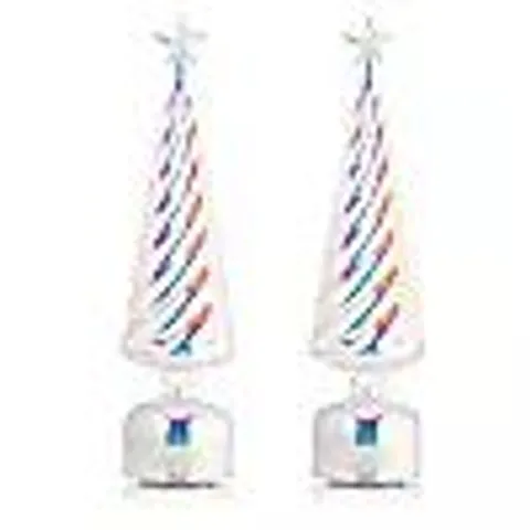 HOME REFLECTIONS SET OF TWO PRE LIT ROTATING GLASS CHRISTMAS TREES