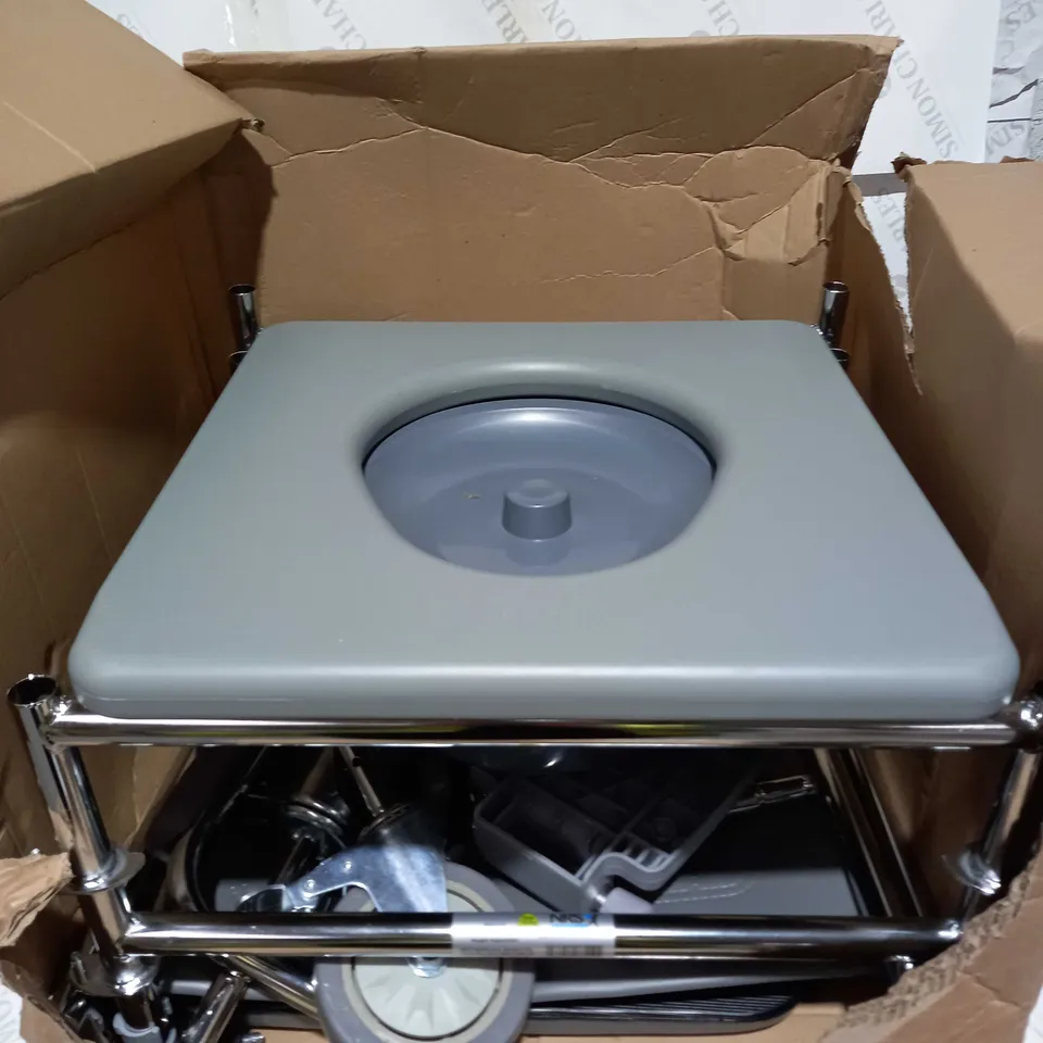 NRS HEALTHCARE M66119 WHEELED COMMODE/OVER TOILET CHAIR WITH PADDED SEAT AND BACK