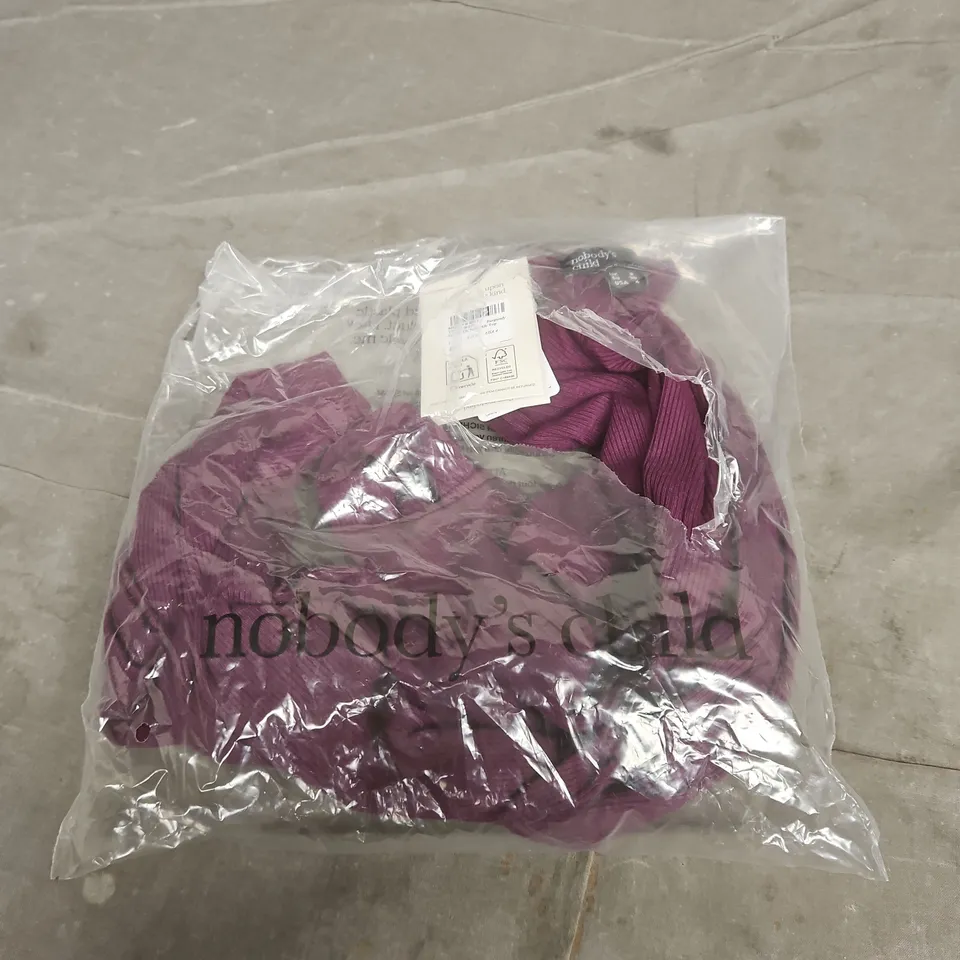 NOBODY'S CHILD BURGUNDY RIB KNIT TOP – UK 8