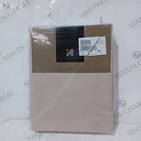 K BY KELLY HOPPEN SET OF 100% COTTON DEEP FITTED SHEETS IN TAUPE- SINGLE