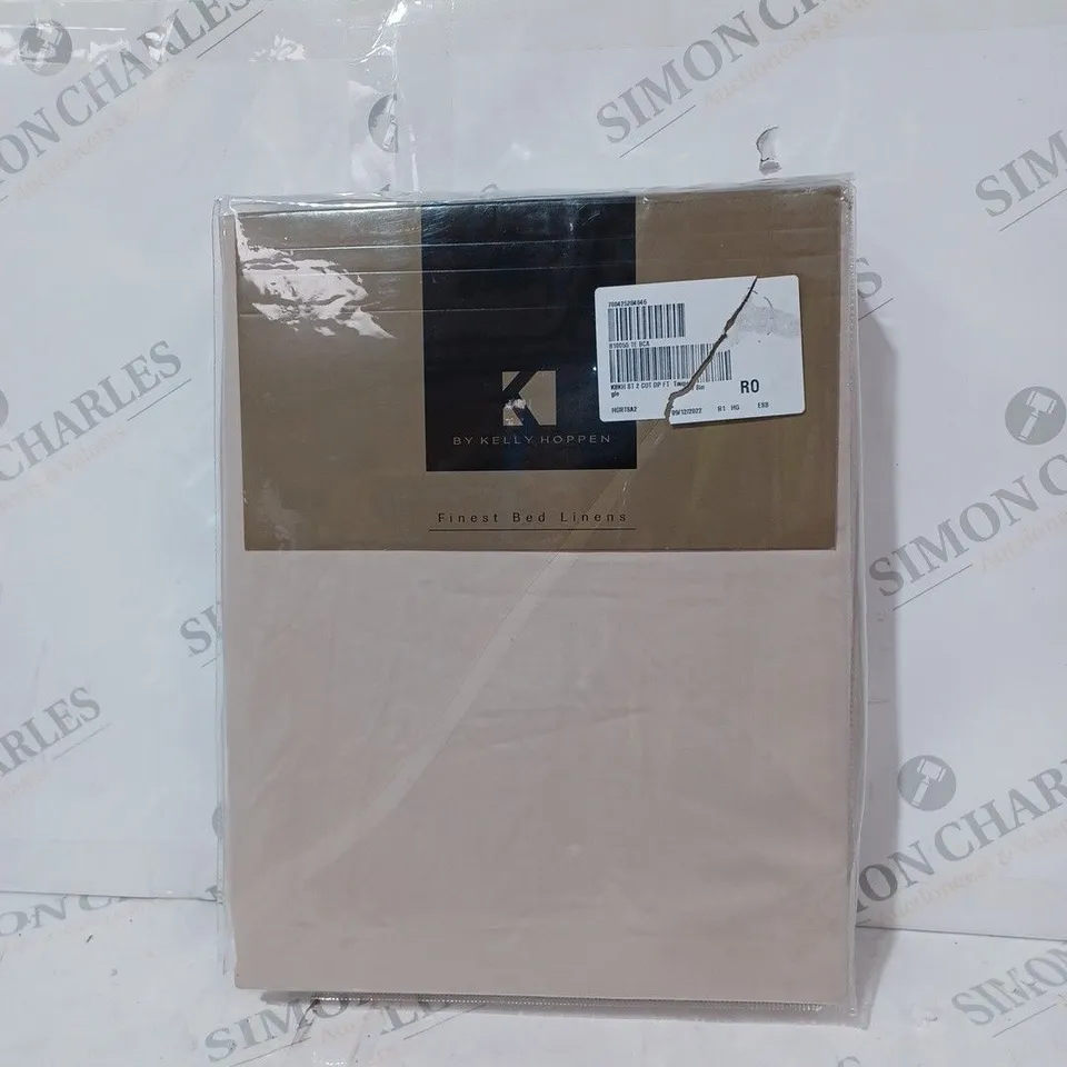 K BY KELLY HOPPEN SET OF 100% COTTON DEEP FITTED SHEETS IN TAUPE- SINGLE
