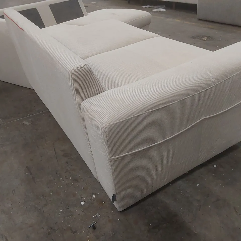 QUALITY DESIGNER CORDUROY UPHOLSTERED CORNER SOFA BED - MISSING CUSHIONS