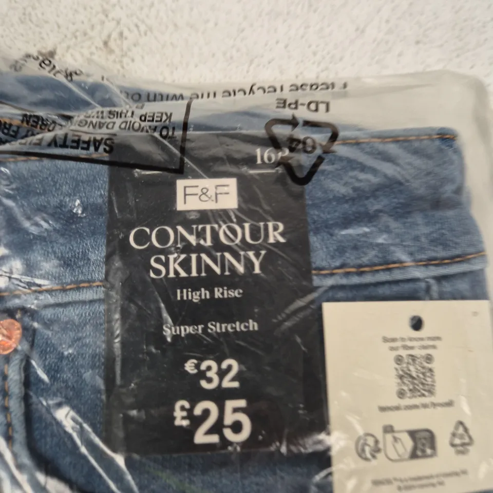F&F Contour Skinny High Rise Super Stretch Jeans – Denim (Women's) - 16R