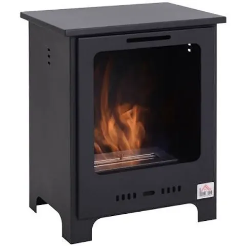 BOXED HOMCOM FREESTANDING ETHANOL FIREPLACE, BIOETHANOL FIRE WITH 0.9L TANK, 3 HOURS BURNING TIME FOR INDOOR, BLACK