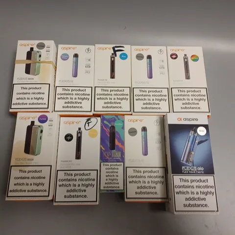 APPROXIMATELY 10 ASSORTED ASPIRE E-CIGARETTE PRODUCTS