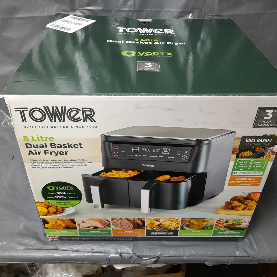 TOWER VORTX DUAL BASKET AIR FRYER 8L - BLACK RRP £149