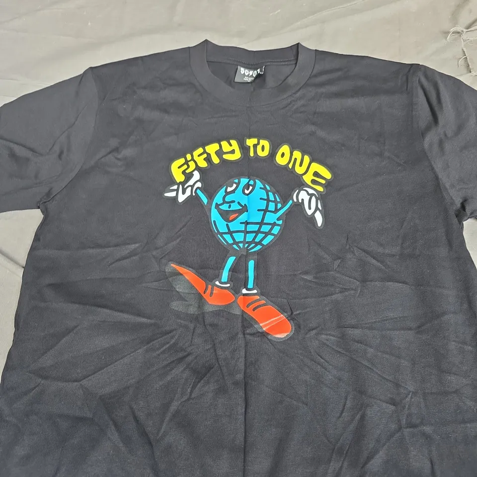 FIFTY TO ONE T-SHIRT - BLACK - SIZE MEDIUM