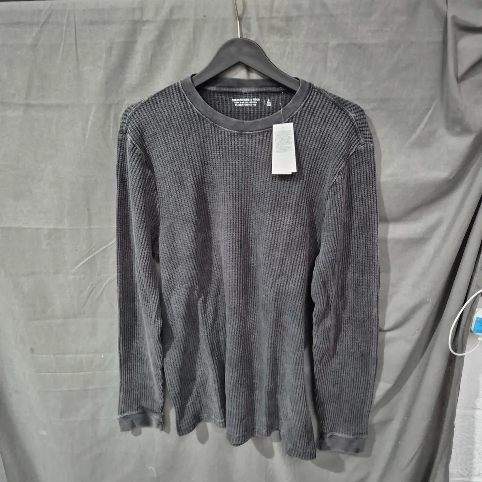 ABERCROMBIE & FITCH SOFT AF COLLECTION CLASSIC WAFFLE JUMPER – GREY, UK L (TALL)