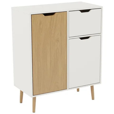 BOXED VIDA DESIGNS 2 DOOR 1 DRAWER SIDEBOARD - OAK & WHITE