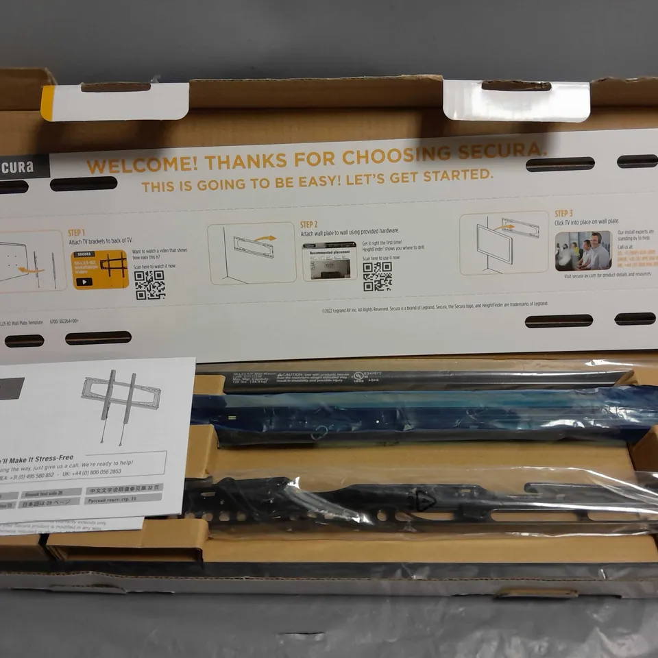 BOXED SECURA LOW-PROFILE WALL MOUNT FOR 40"-90" TVS