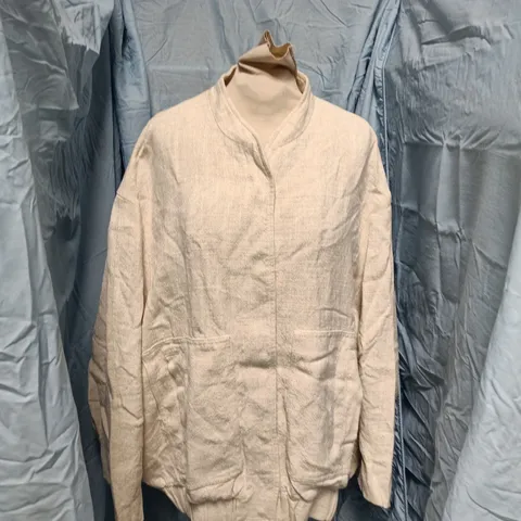ZARA ZIP-UP LIGHTWEIGHT JACKET β BEIGE, EU S (UK SIZE NOT SHOWN) β MADE IN MOROCCO