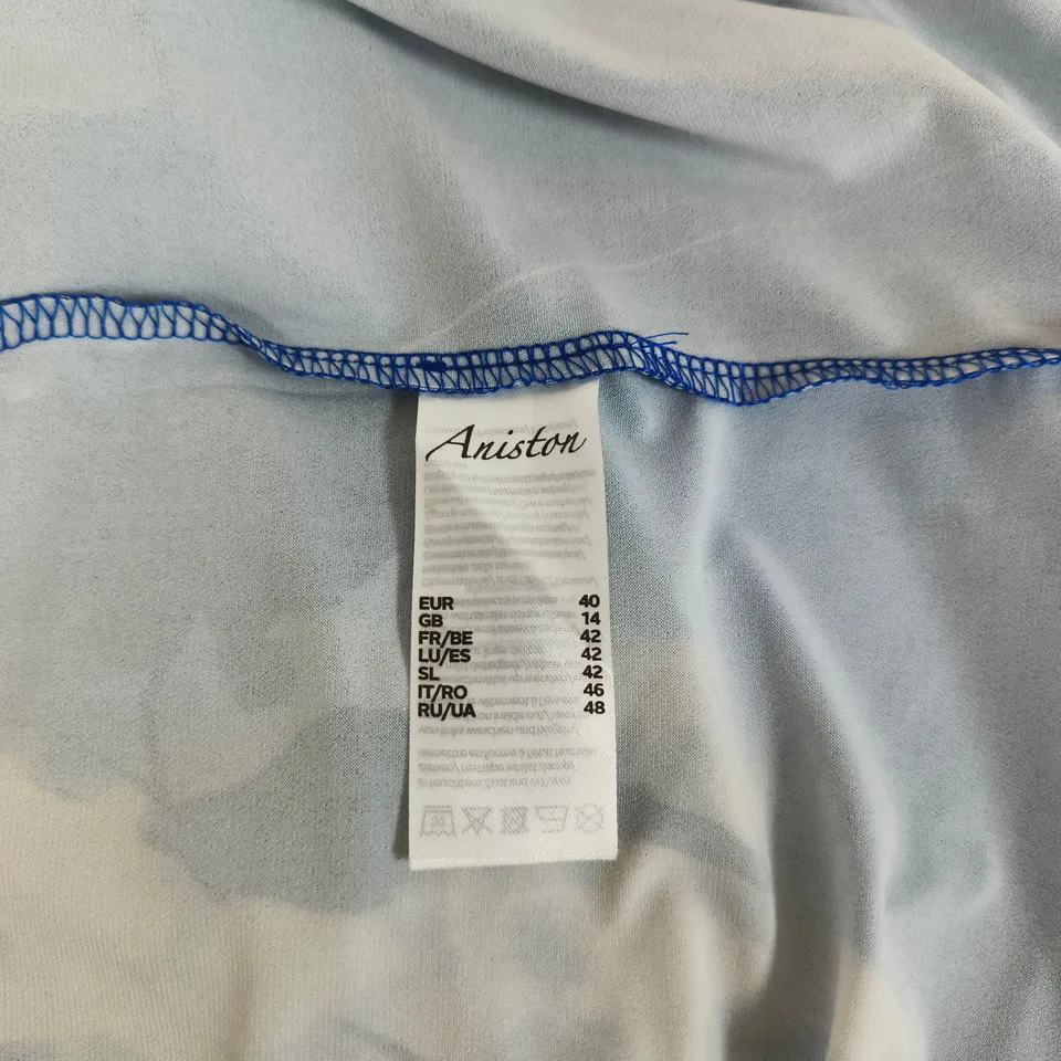 ANISTON WOMEN’S BLUE PATTERNED TWIST FRONT DRESS, UK 14 (EU 40)