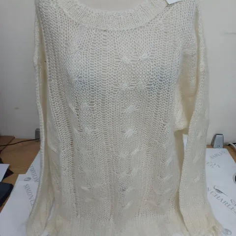 ANTHROPOLOGIE OB STITCHY MOHAIR JUMPER IN CREAM - XL