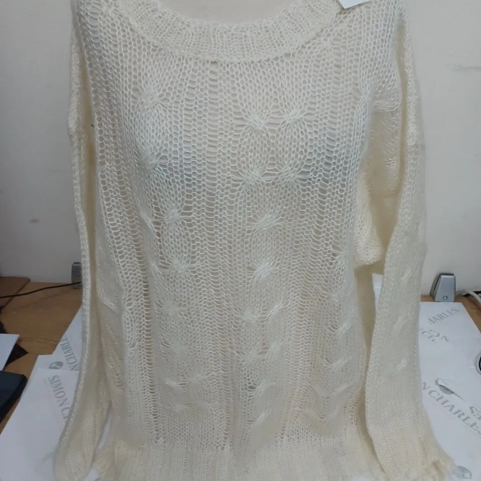 ANTHROPOLOGIE OB STITCHY MOHAIR JUMPER IN CREAM - XL