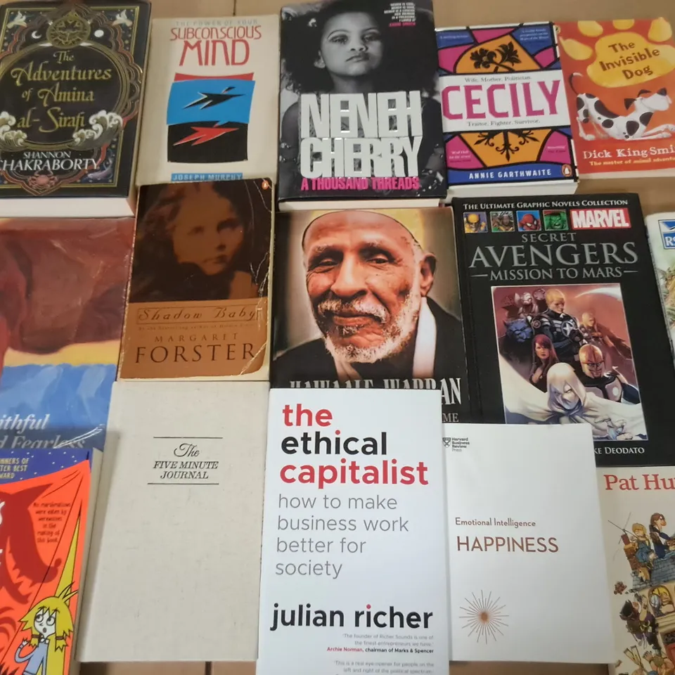 LARGE QUANTITY OF ASSORTED BOOKS TO INCLUDE THE ETHICAL CAPITALIST, BRITISH BIRDS AND THE SUBCONSCIOUS MIND